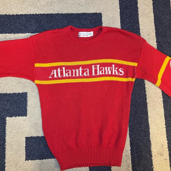 RARE VINTAGE Atlanta Hawks Cliff Engle Sweater NBA Basketball 1980s 1990s Large - Picture 4 of 10